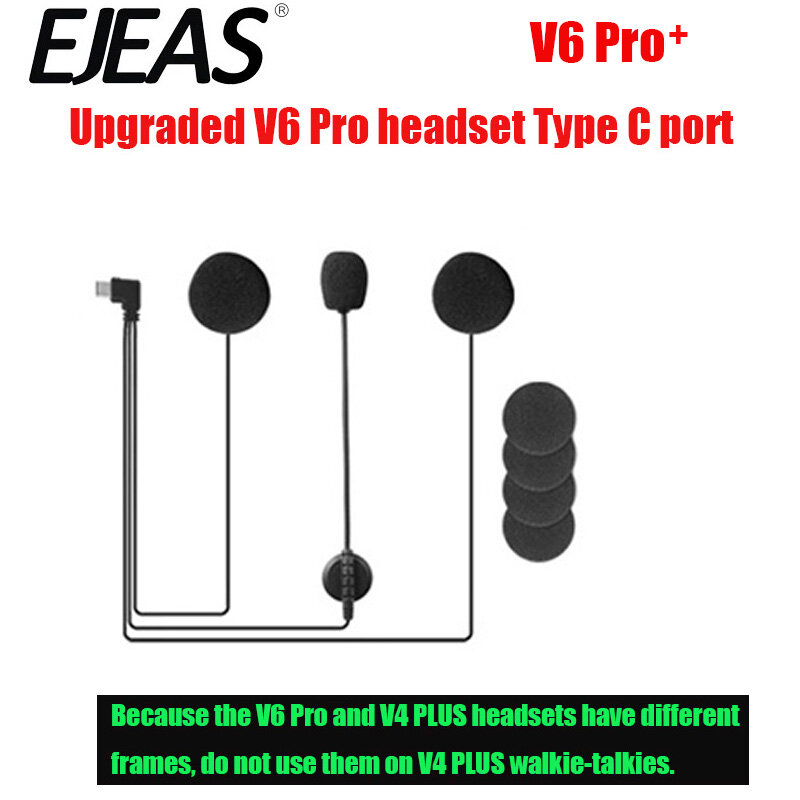 EJEAS-intercomunicador V6 PRO + para motocicleta, accesorios de interfono, enchufe tipo c, auricular, traje ESTÉREO
