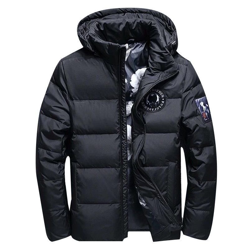 2023 New Men White Duck Down Jacket Winter Coat Short Loose Parkas Thicken Warm Fashion Outwear Hooded Leisure Overcoat