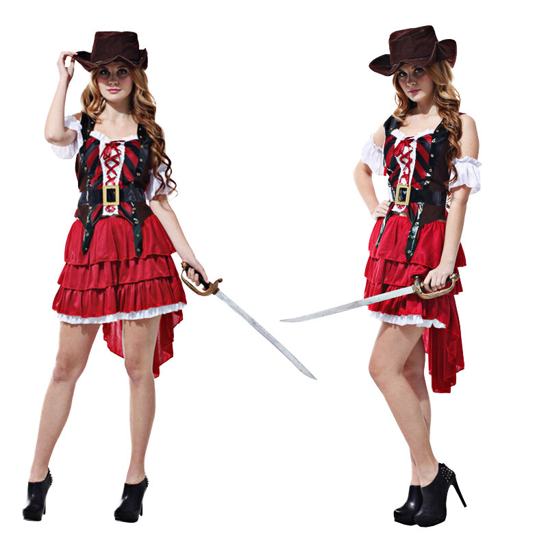 Женский костюм в стиле Карибского пирата, костюм на Хэллоуин, готический женский маскарадный костюм Джека, ролевая игра, косплей