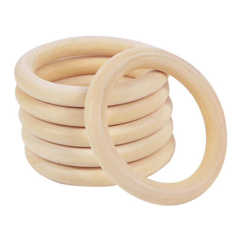 Unfinished Wooden Rings Multiple Sizes Solid Color Natural Wood Circle Rings for Macrame Craft Jewelry Decorative Wooden Hoops