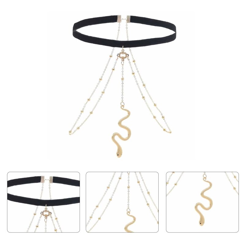 Gioielli per imbracatura per coscia con catena per coscia serpente in oro. Gioielli per imbracatura per coscia