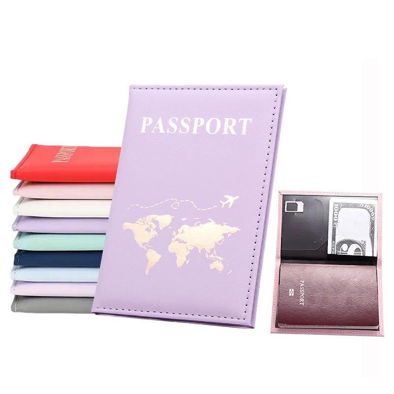 Travel Passport Protective Cover ID Credit Card Holder Travel Accessories PU Passport Holder Map Heart Ticket Passport Covers