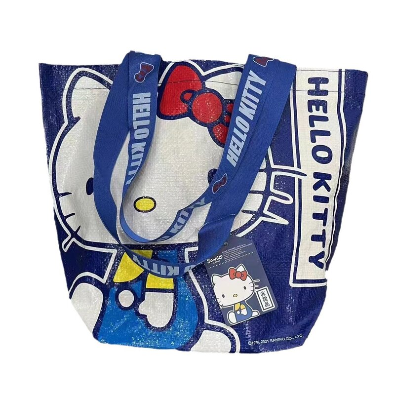 Hellos Kittys-bolsa de compras de nailon con estampado, de gran capacidad bolso de hombro, impermeable, ecológico, tejido a mano, Kawaii, regalos de cumpleaños