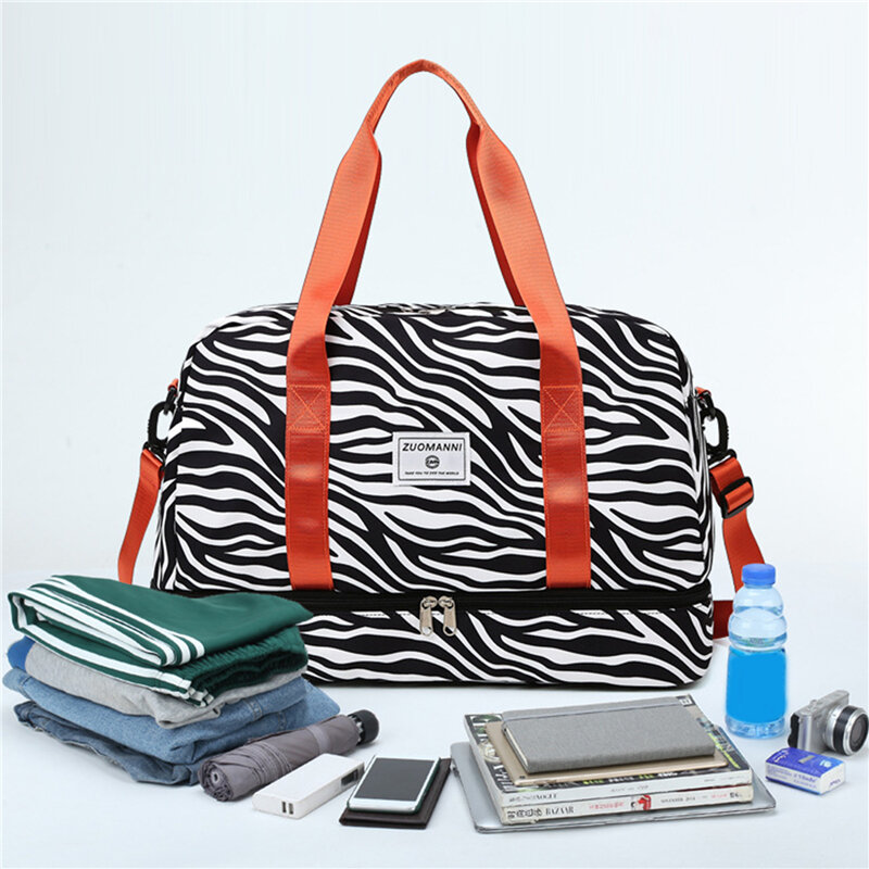 Impermeável Travel Fitness Bag para mulheres, Bolsa de nylon portátil, Pack de armazenamento de roupas esportivas, Bolsa de ginástica multifunções