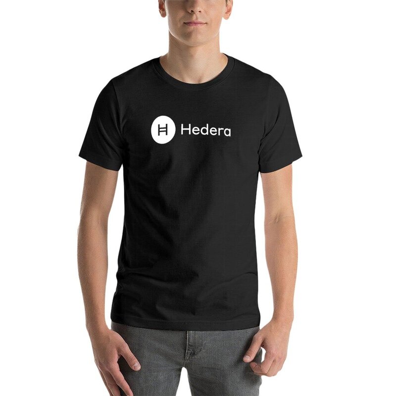 Hedera HBAR 크립토 알트코인 클린 화이트 로고, 텍스트 로고, 커스텀 티셔츠, 여름 상의, 남성 티셔츠, 신제품