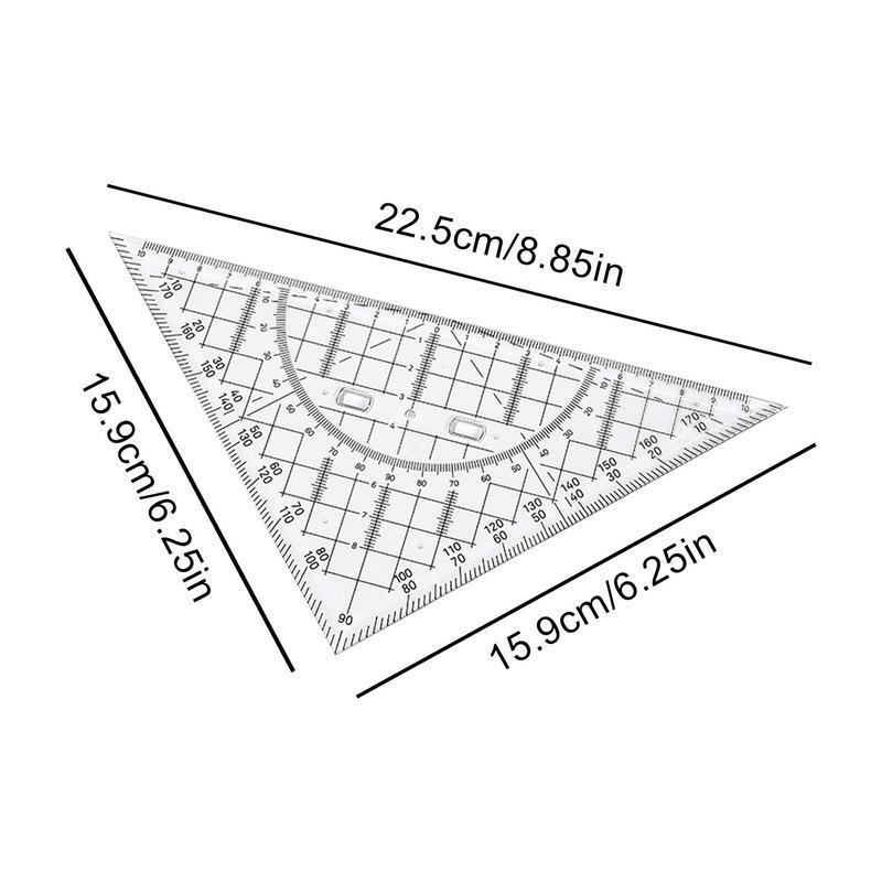 Linijka trójkąta do rysowania geometrii trójkąta narzędzia kreślarskie 22cm matematyka kątomierz szkolny linijka do szycia wycinania patchworku