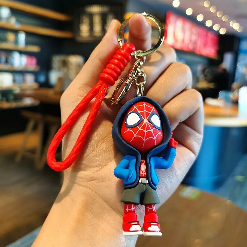 Avengers Cartoon Captain Spider Man Silicone Keychain Ironman Hulk Deadpool Doll Keyring Bag Accessories Car Key Chain
