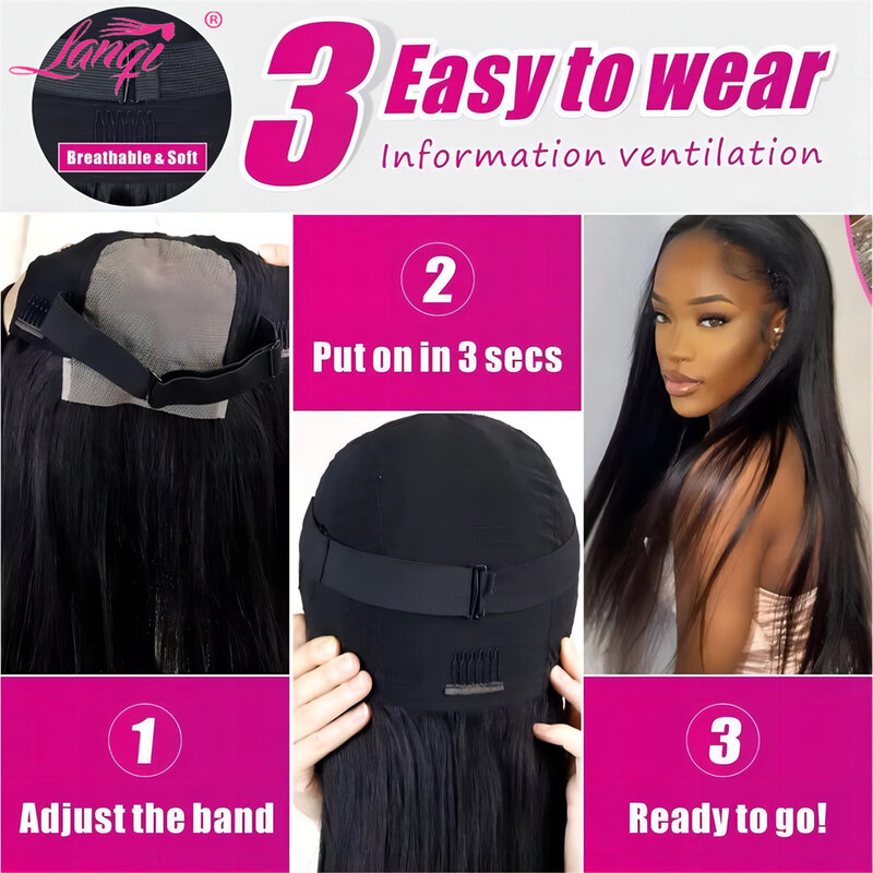 Glueless Wig Human Hair Ready To Wear Straight 13x4 Transaprent Lace Front Wigs For Women Remy Human Hair Lace Frontal Wig