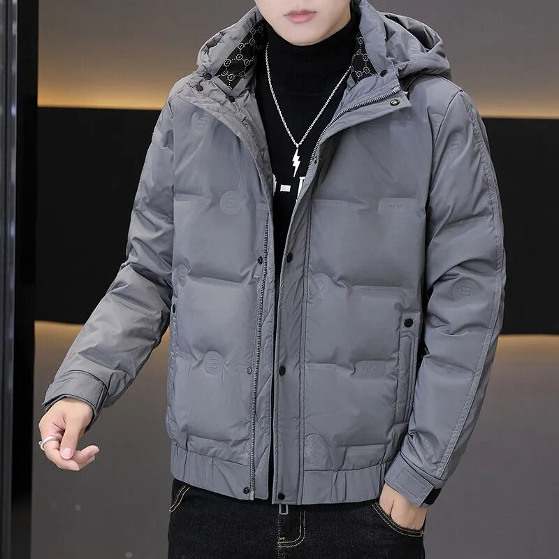 down Men Jacket Winter Thick Style 2024 Latest Casual Thickening Hooded Korean Fashion Clothing Coat