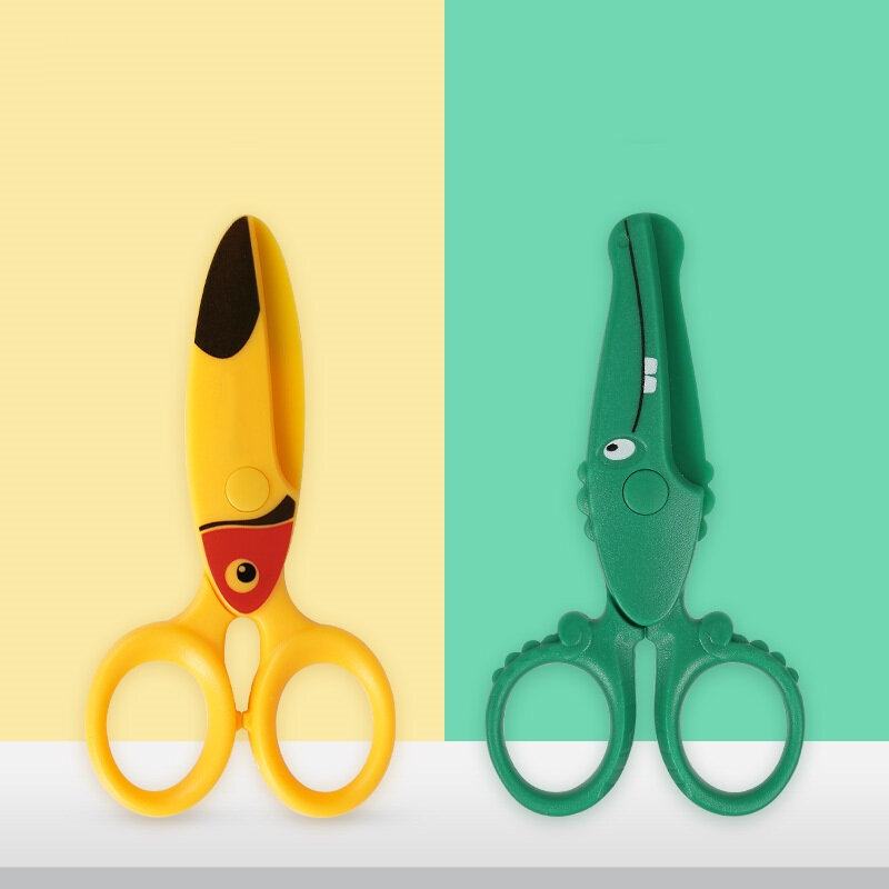 1pcs Cartoon Plastic Knife Cutter Safety Scissor Cute Animal Scissors for Kids DIY Paper Handwork Art Office School Supplies