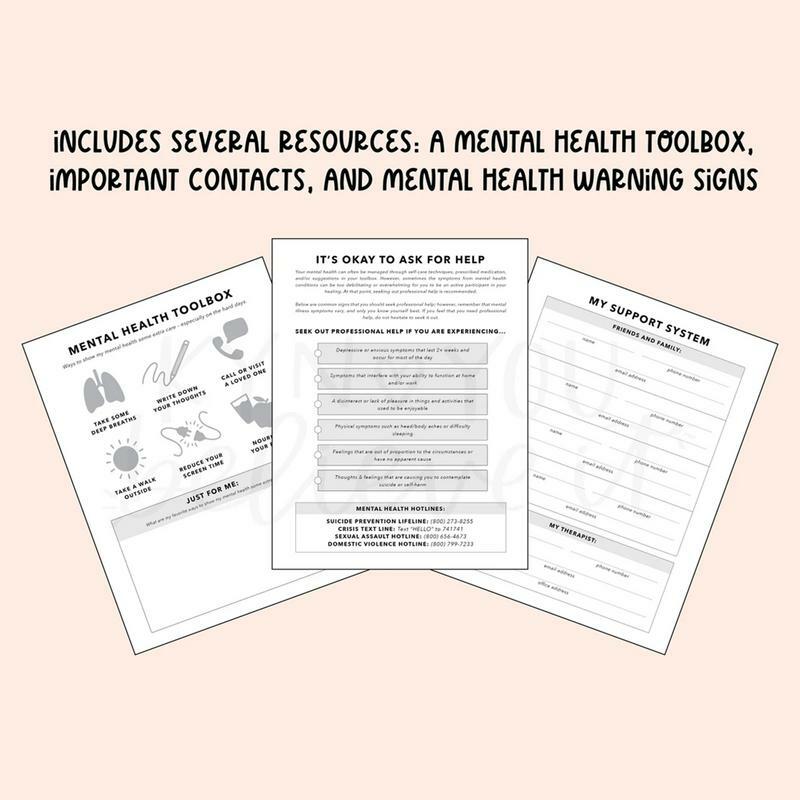 Tägliches Gesundheits journal Mental Health Self Care Notebook Selbst pflege Agenda für psychische Gesundheit Meditation positives Denken persönlich