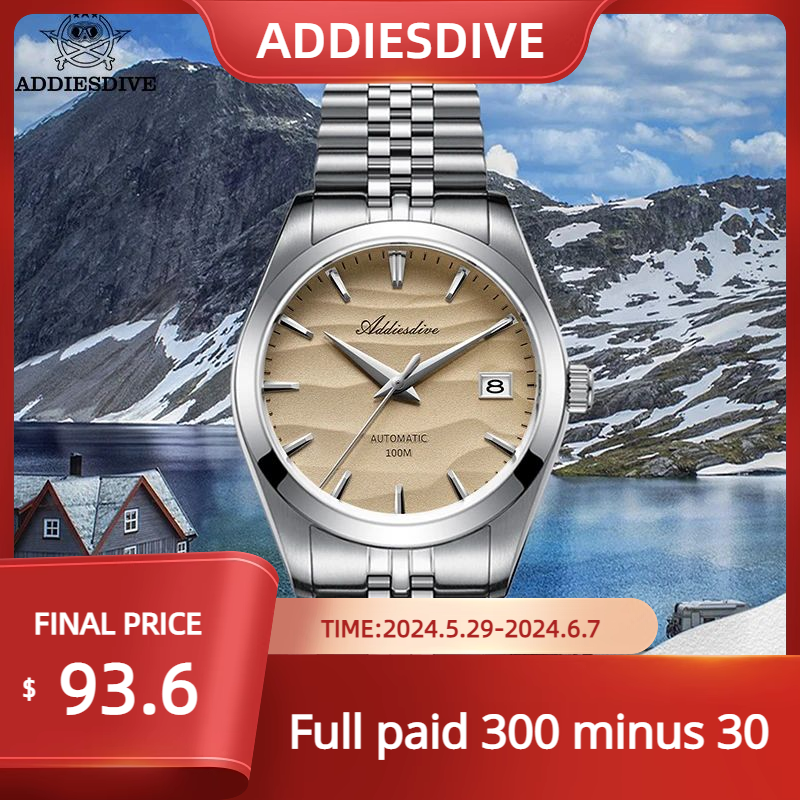ADDIESDIVE NEW AD2059 Desert Dial NH35A Automatic Watch Classic100M Dive Mens Mechanical Watches Wristwatch 39mm Relojes Hombres