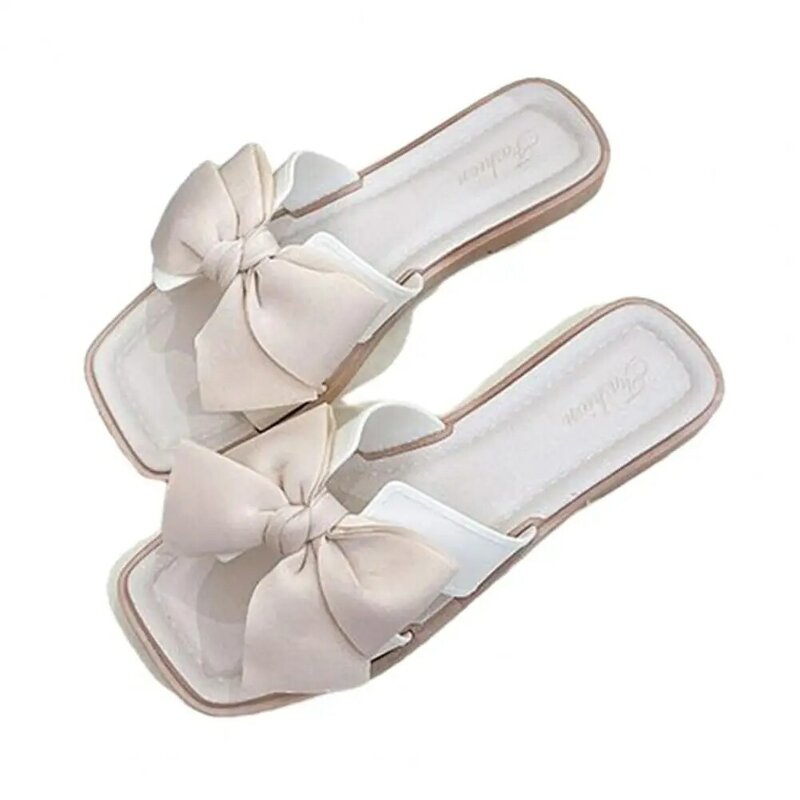 Bowknot Slippers Elegant Bowknot Women's Slippers Summer Casual Anti-slip Flat Sandals for Indoor Outdoor Wear Stylish Ladies