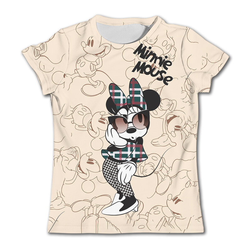 Camisetas Kawaii de Minnie Mouse para niñas de 3 a 14 años, camisetas de manga corta, ropa de verano