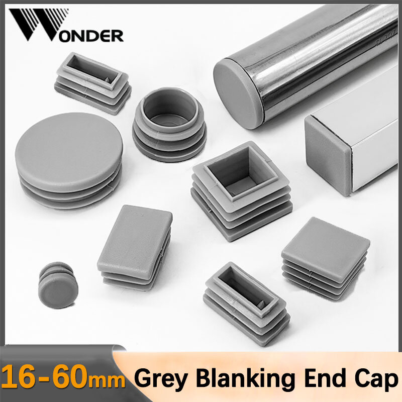 Round Square Plastic Blanking End Cap Tube Pipe Inserts Plug Bung Insert Stopper Chair Leg Dust Cover Furniture Accessories Grey