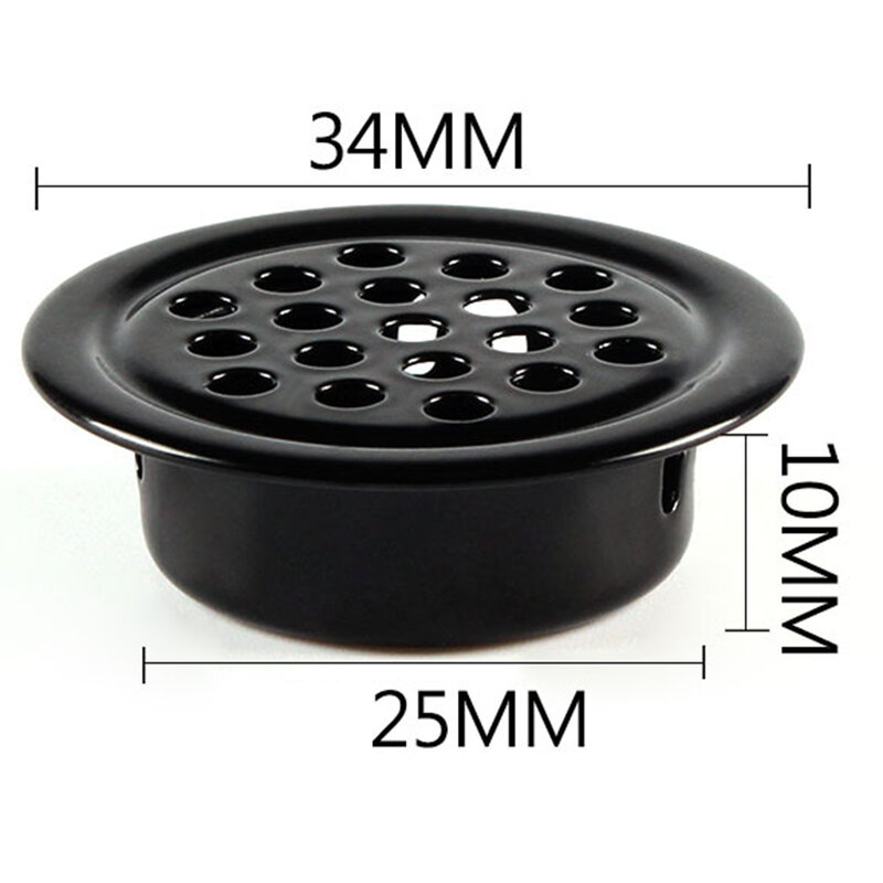 10pcs Round Cabinet Air Duct Vent 25/29mm Steel Louver Mesh Hole Plug Decoration Cover Wardrobe Grille Ventilation Systems