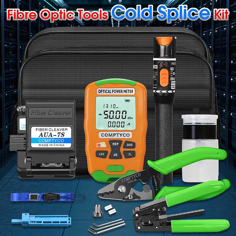FTTH Fiber Optic Tool Kit -50 ~ + 26dBm/-70 ~ + 10dBm Mini Faser Optica Power meter und 10mW Visual Fault Locator AUA-7S Faser-spalter