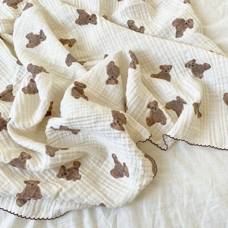 Детское Хлопковое одеяло INS, стильное детское одеяло с кондиционером, летнее крутое одеяло для детского сада, детское тонкое одеяло, милое одеяло с медведем