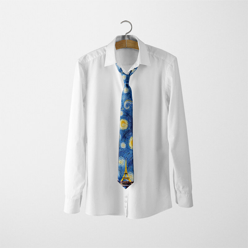 Художественная масляная живопись галстук Ван Гога Звездный Подсолнух Мужская мода деловой галстук мужские и женские аксессуары для костюма рубашки