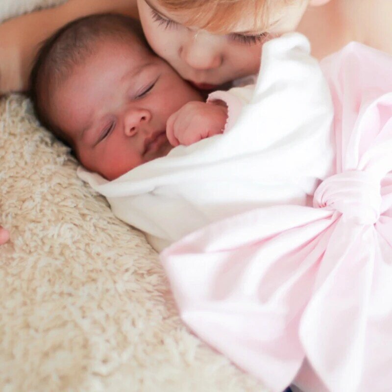 Nowy noworodek owijany szarfą ciążowy szarfa z kokardą dziecka do powleczek fotograficznych