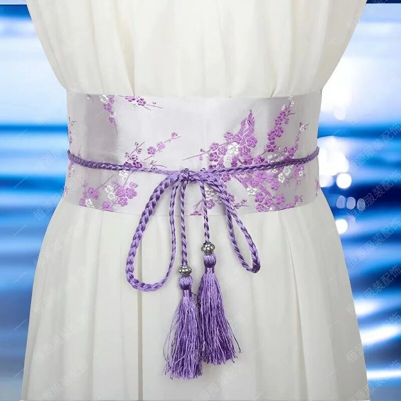 Ladies Satin Wide Corset Cummerbunds Belts For Women Vintage Floral Printed Tie Waistband waist decorate Fashion Accessories ﻿