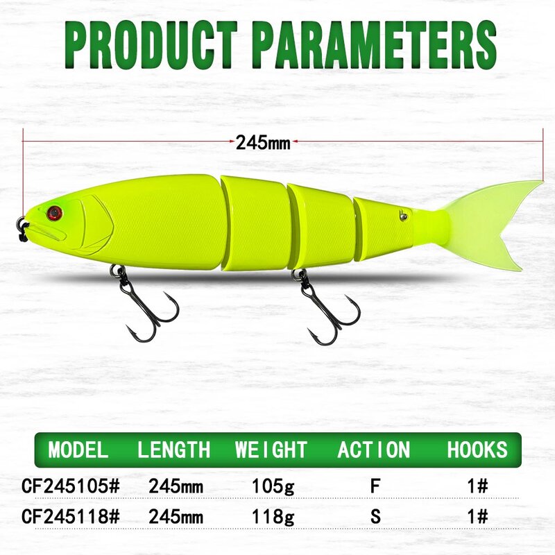 Umpan pancing umpan renang bersendi mengambang tenggelam 245mm 19 Warna umpan keras raksasa bagian umpan untuk umpan besar umpan Bass Pike