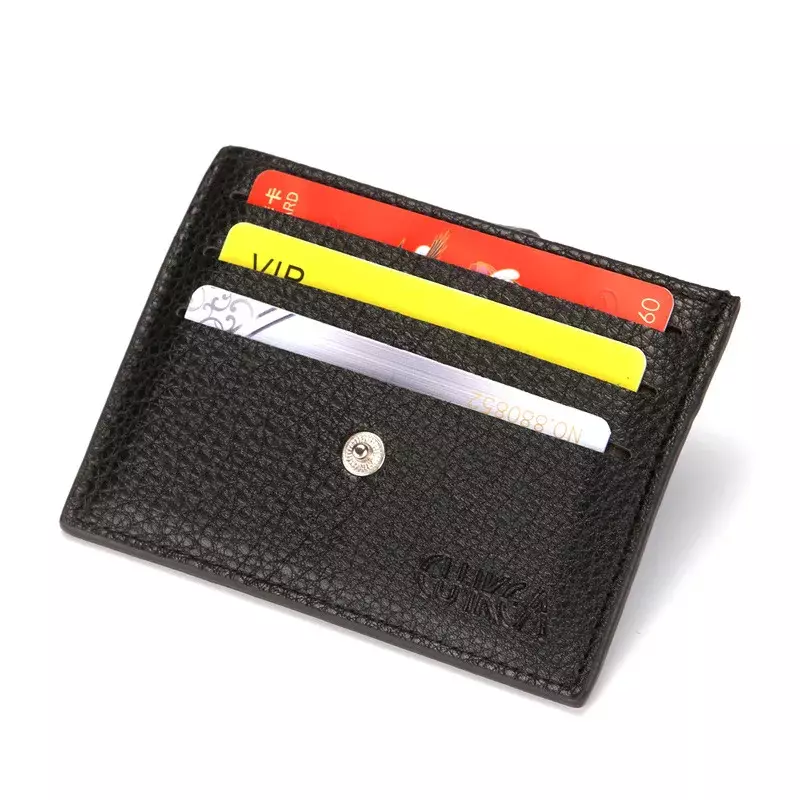 Women Men Pu Leather Multi Slot Slim Card Case Business Card Cover Wallet Candy Color Bank ID Credit Card Holder Box