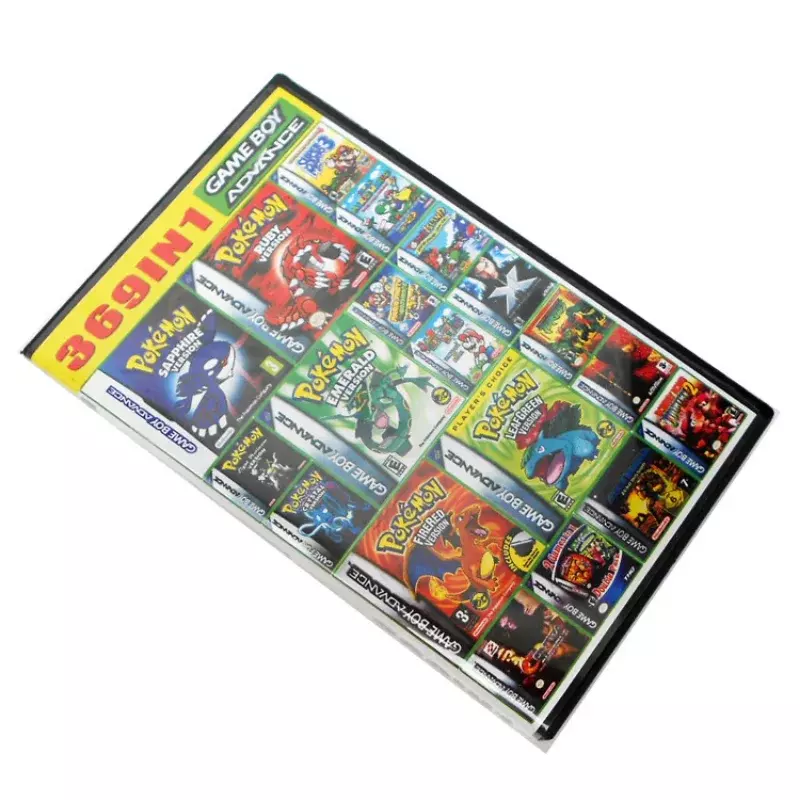 GBA-Cartucho de jogo Gameboy Advance com embalagem cassete, 369in 1, Inglês