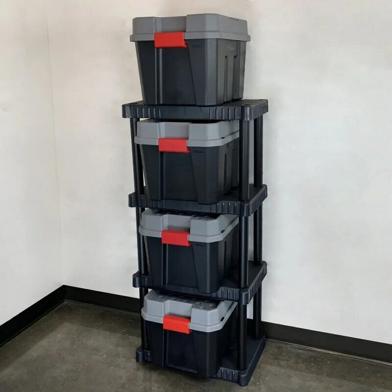 Estantes de almacenamiento de plástico Hyper Tough, 4 niveles, 47,6 "H x 21,75" W x 14 "D, de capacidad Total 240lb, negro