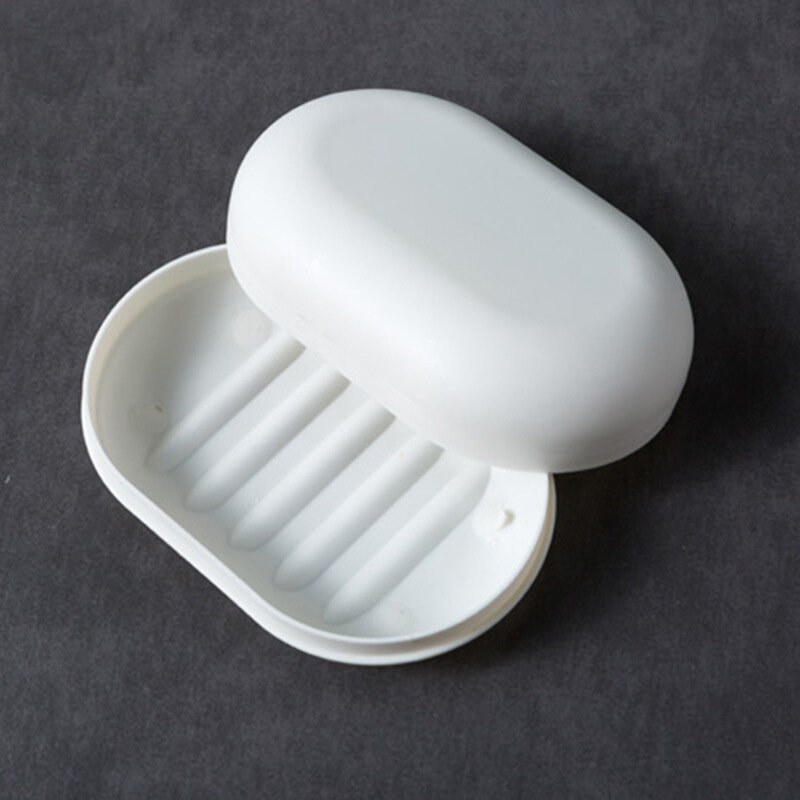 Mydelniczka z pokrywką owalna mydelniczka Super zamykany schowek wodoodporna podróż do domu łazienka pudełko na mydło plastikowy pojemnik na mydło mydelniczka