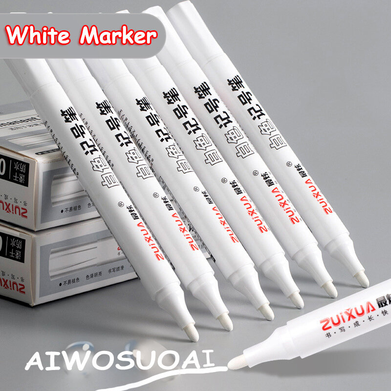 ชุดปากกามาร์คเกอร์สีขาวขนาด2.0มม. ปากกาหมึกเจลสีขาวกันน้ำมันสีขาว DIY ภาพวาดกราฟฟิตีเครื่องเขียนเครื่องเขียนอุปกรณ์การเรียนการเขียน