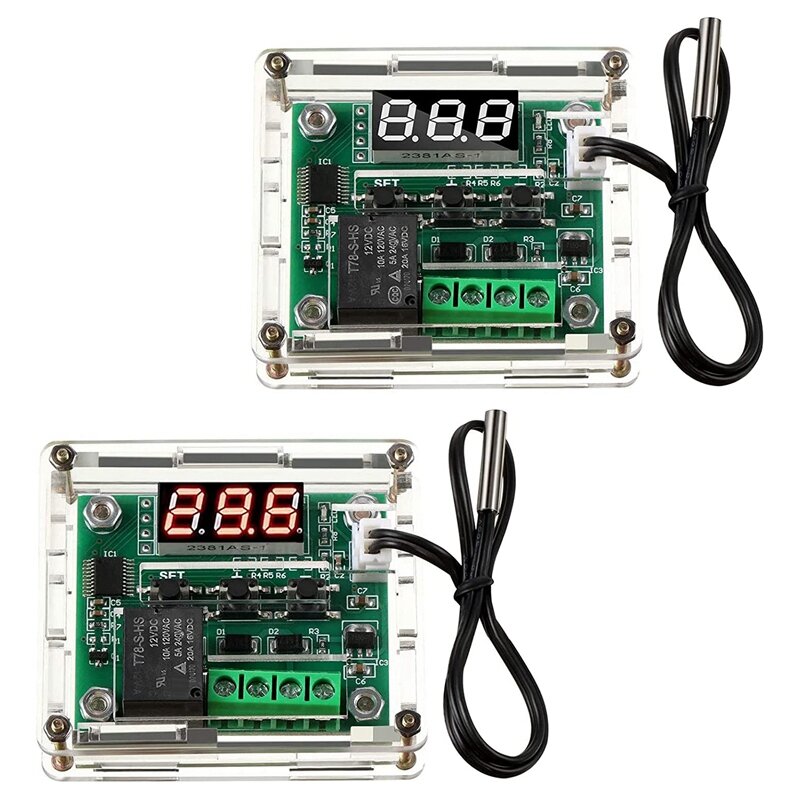 Placa controladora de temperatura Digital, módulo de termostato Digital con pantalla LED, carcasa impermeable, 2 piezas, CC