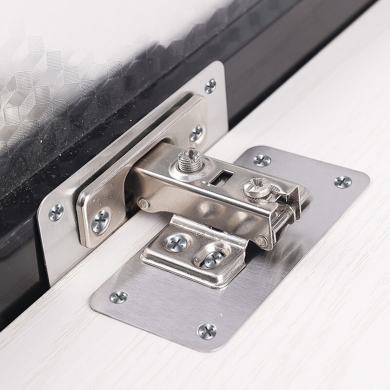 10/2Pcs Cabinet Hinge Repair Plate Kit Stainless Steel Door Hinge Mounting Plate With Holes For Home Kitchen Cupboard Furniture