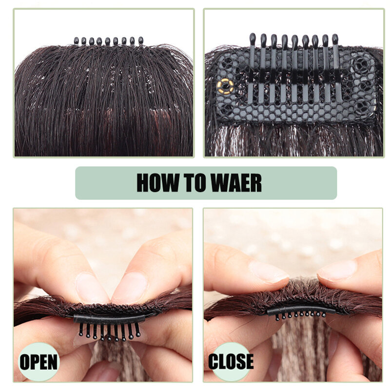 Искусственные воздушные челки, зажим для волос, наращивание волос, синтетические волосы, имитация челок, термостойкие шиньоны для женщин/девушек