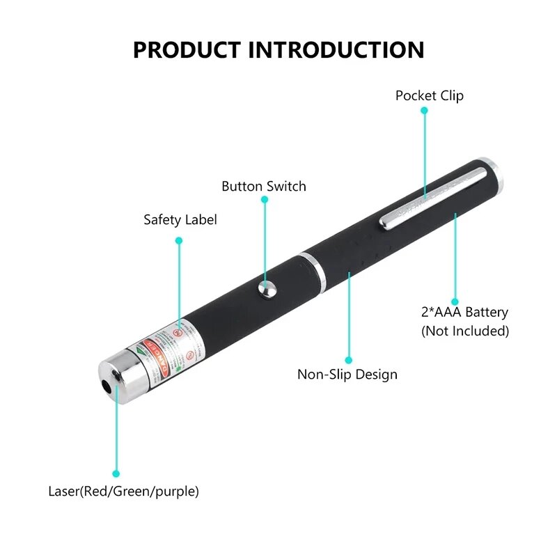 (No batteries) Laser Pointer Red Purple Green Point 650Nm 532Nm 405Nm Visible Focus Powerful Pointer Pen Optics Equipments