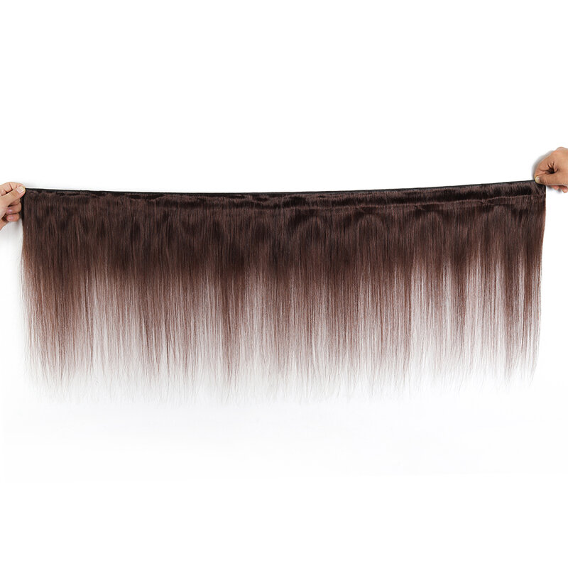 Extensiones de cabello humano liso, mechones de pelo brasileño tejido, 100% humano, marrón, n. ° 4, n. ° 2, Remy, 1/2 piezas