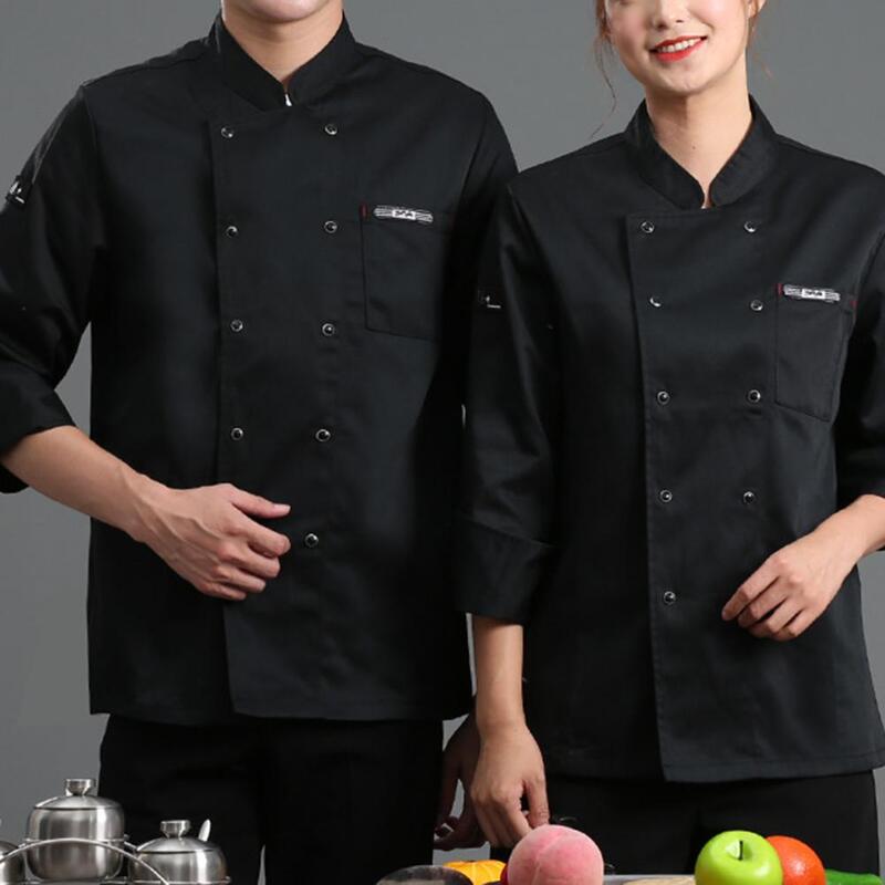 Uniforme de chef de cuisine de restaurant unisexe, chemise à manches longues, haut de cuisinier nous-mêmes, vêtements cardigan, chemise de cuisinier