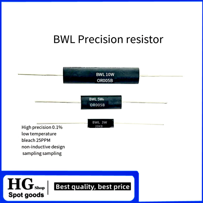 BWL-resistor de bobinado de precisión, 2 piezas, 3W, 5W, 10W, baja resistencia de muestreo, lejía a baja temperatura, R005, R01, R5 a 20K