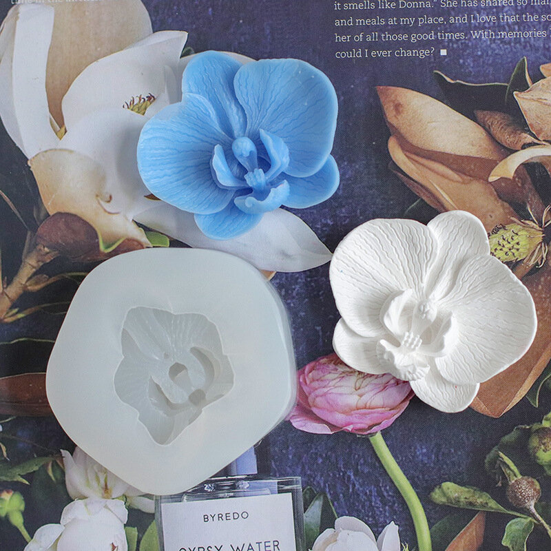 3D Simulation Orchid Silicone Mold Rose Flower Fondant Mold Phalaenopsis Candle Soap Candy Chocolate Cake Decoration Baking Tool