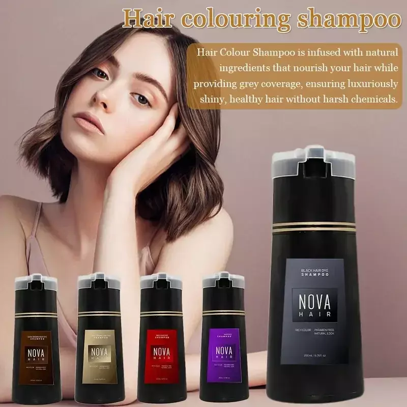 Оригинальный шампунь для окрашивания волос Nova шампунь для мгновенной окрашивания волос для мужчин и женщин быстрое и простое безопасное окрашивание волос с седым покрытием питательная кожа головы