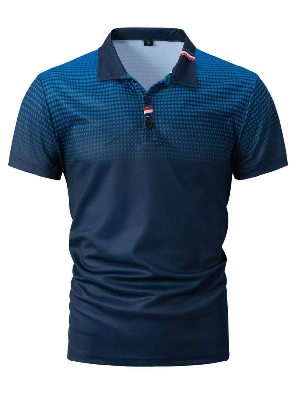 Polo de manga curta masculino, polo fino de lapela, camisa casual de golfe, nova moda, verão