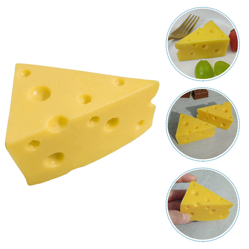 Modelo de queso de simulación, queso Artificial, queso triangular, tarta de queso, postre, pan Artificial de imitación