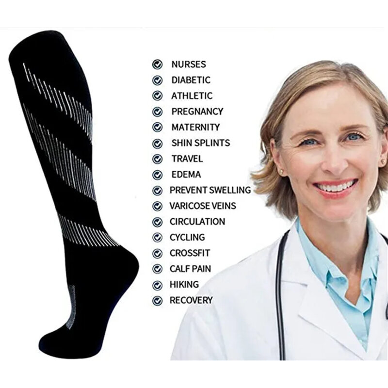 Compression Socks Varicose Veins Swelling 20-30mmhg For Men Women Sports Socks Gym Football Running Hiking Travel Elastic Socks