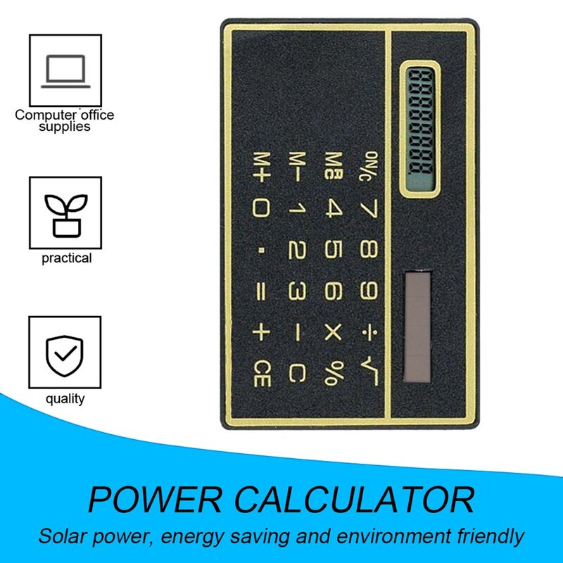 Kalkulator Surya 8 Digit Kalkulator Surya Ultra-tipis dengan Layar Sentuh Desain Kartu Kredit Ukuran Kartu Kredit Mini Portabel