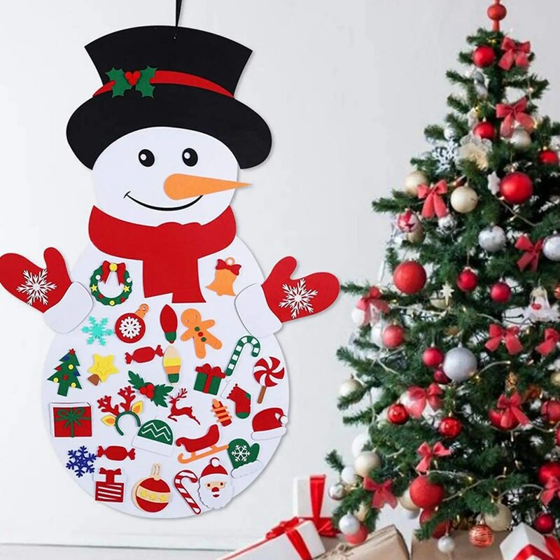 DIY 크리스마스 펠트 눈사람 벽걸이 장식, 어린이 눈사람 게임 크리스마스 공예 키트