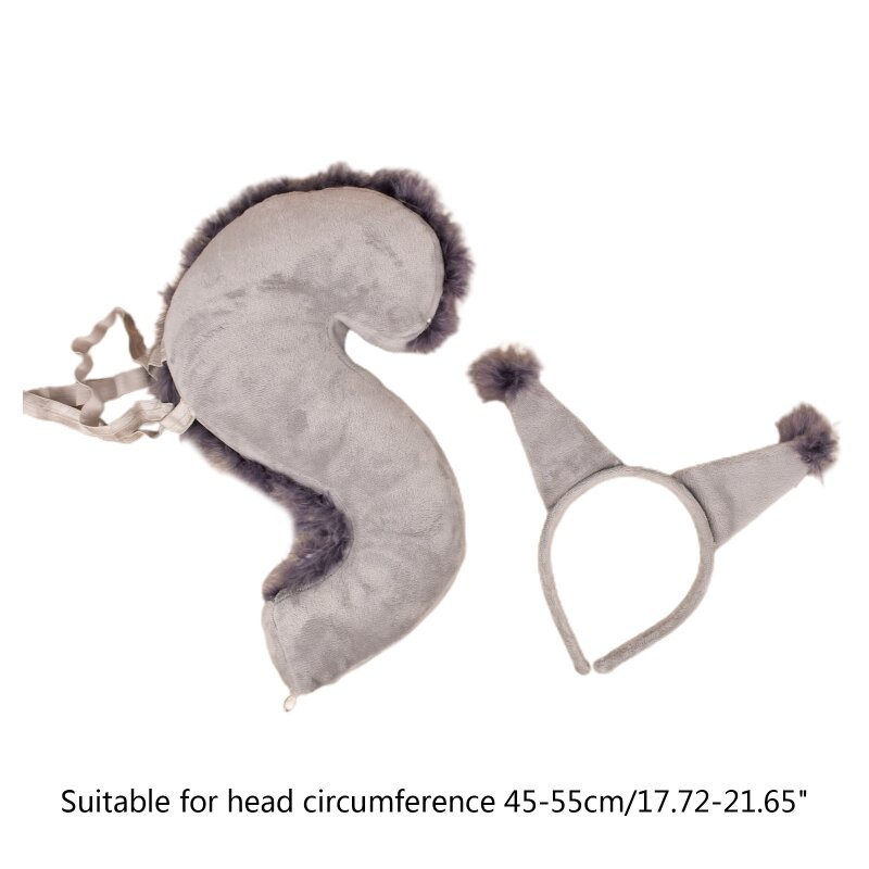 2pcs Cartoon Squirrel Ears Shape Hairband Color Cosplay Animals Tail accessori per ragazzi ragazze Kid Party Headband