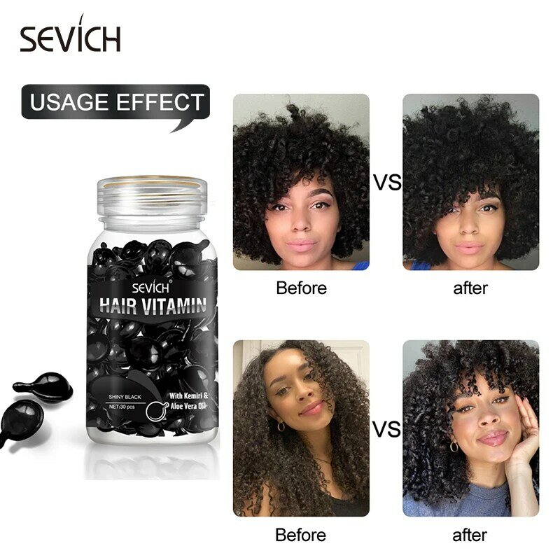 Sevich-cápsula de vitamina para el cabello, aceite de queratina, Anti pérdida de cabello, reparación de rizos dañados, aceite esencial, esencia sedosa, aceite marroquí