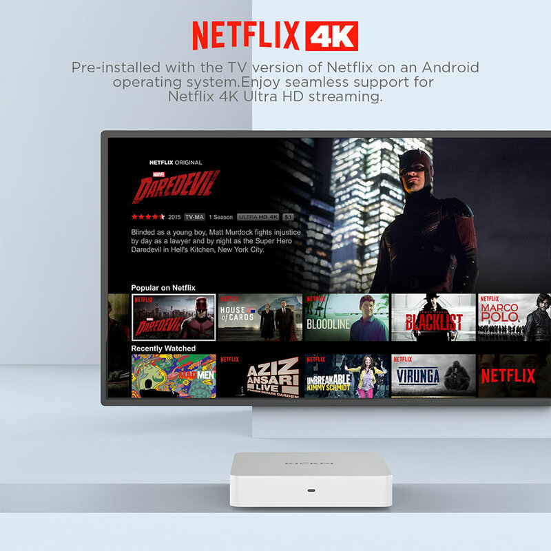 KICKPI-KP1 Caixa de TV do Google Netflix, Android 11, Amlogic S905Y4, Leitor de mídia, Set Top Box 4K, Android 11.0, 2G, 32G, AV1, 2.4G, 5G, Wi-Fi, BT5.0