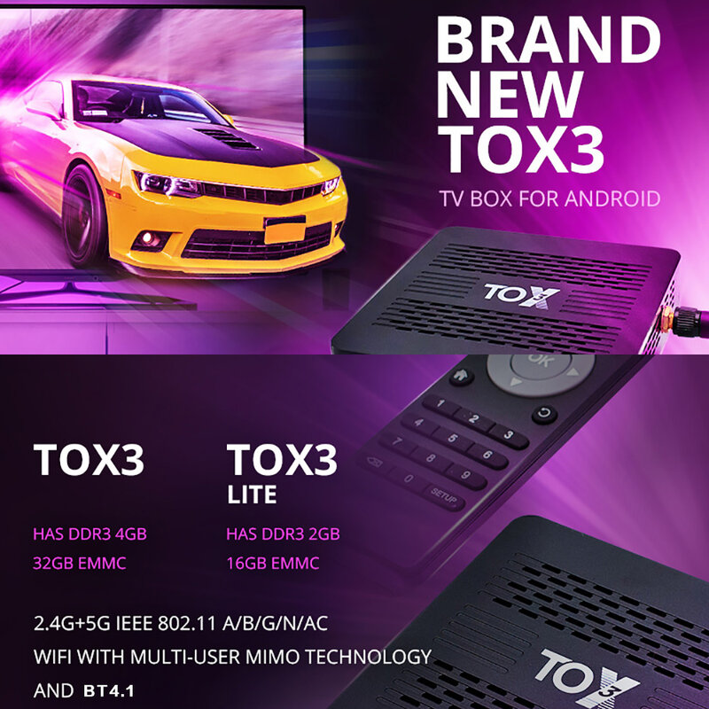 TOX3 Smart TV Box Android 11 4GB 32GB dengan Amlogic S905X4 2T2R Dual Wifi 1000M Internet BT4.1 Mendukung AV1 4K DLNA Media Player