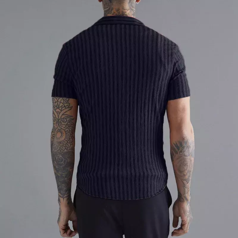 Lässige atmungsaktive schlanke Hemden Männer Sommer Vintage gestreiften Druck Kurzarmhemd Streetwear Herren Kleidung Mode Knopf hemden